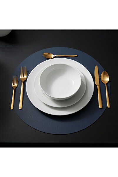 Grand Fine Art قطعتان من مفرش المائدة الأمريكي من الجلد باللون الأزرق الداكن ...