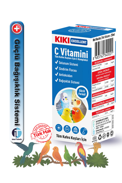 Kiki Excellent Kafes Kuşları için Vitaminler / Mineraller - 25ml C Vitamini