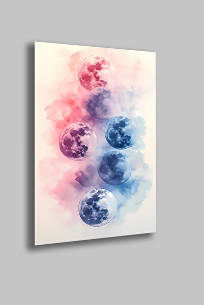 gxe.art Moon Phases Watercolor |   4mm Tempered Glass Table |   Uv Printing |...