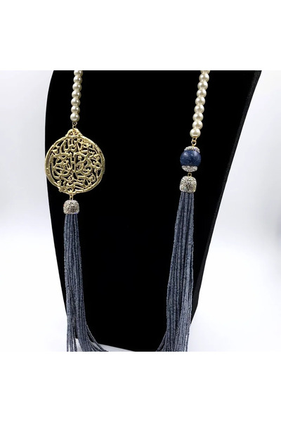 Ivory Pearl zirkon taşlı 1.kalite inci altın kaplama uzun kolye.abiye.düğün.g...