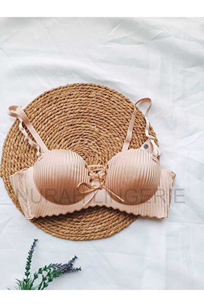 nura Nurah Lingerie Lazer Kesim Push up Dolgulu Bağcıklı Sütyen