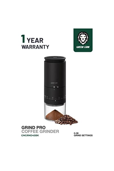 Green Lion مطحنة قهوة Grind Pro قابلة لإعادة الشحن عبر USB-C بسعة 1500 مللي أمبير في الساعة ومزودة بشفرات سيراميك وشاشة رقمية