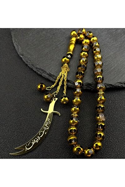 DeNors سبحة رجالية بتصميم خاص مع شراشيب ذهبية اللون ومزينة بالزركون