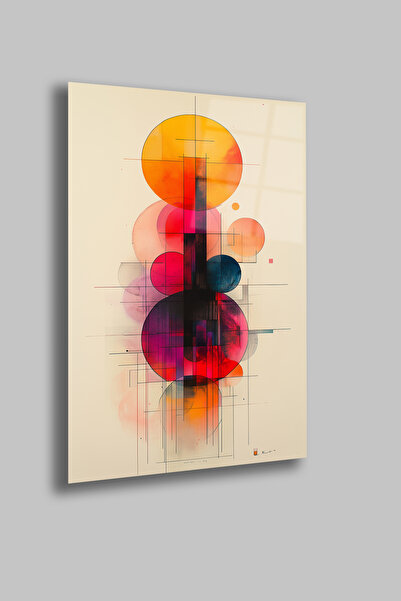 gxe.art Geometric Abstract Color Balance |   4mm Tempered Glass Table |   Uv ...