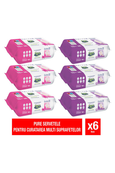 Pure Πετσέτα καθαρισμού επιφανειών MERT με διττανθρακικό άλας 6 x 100 τεμάχια...