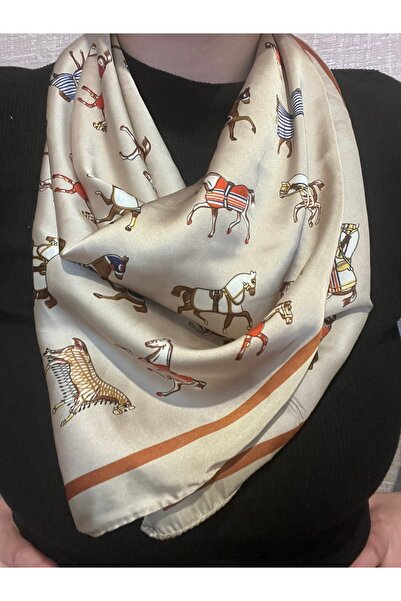 shop SATEN MARKA MODEL KIRIŞMAYAN 70*70 AT DESENLİ ŞIK KADIN FULAR