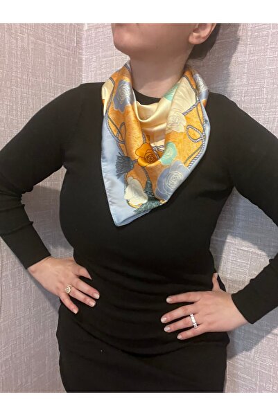 shop وشاح نسائي أنيق من الساتان بنقشة زهور بألوان فاتحة مقاس 70*70 مقاوم للتجعد