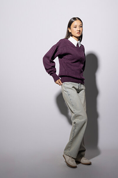 Nisan Pulover tricotat cu guler tip cămașă