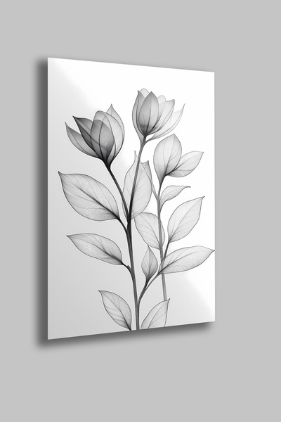 gxe.art Minimal Line Art Botanical |   4mm Tempered Glass Table |   Uv Printi...