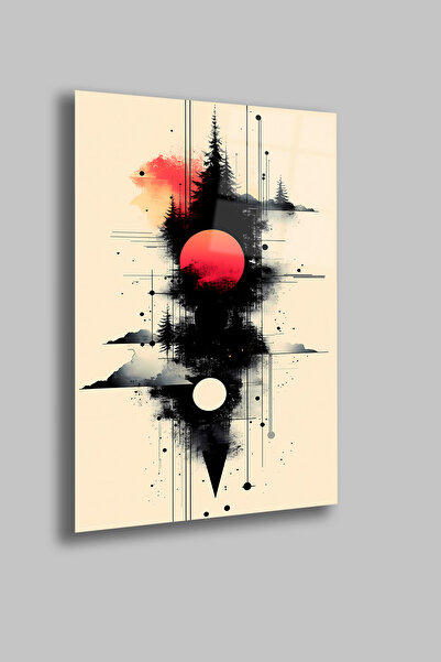 gxe.art Geometric Line Art (Minimal) |   4mm Tempered Glass Table |   Uv Prin...