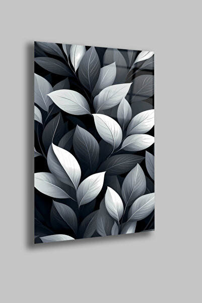 gxe.art Frunză botanică alb-negru |   Placă de sticlă temperată de 4 mm |   I...