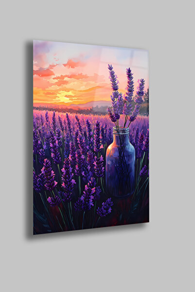 gxe.art Apus de soare în câmpul de lavandă |   Placă de sticlă temperată de 4...