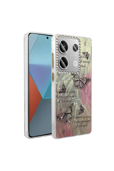 AKSEFİZZ غطاء حماية لهاتف شاومي ريدمي نوت 13 برو 4G بتصميم حجري لامع يجذب الا...