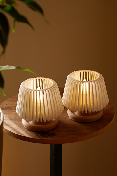 Alwen ORİON | Dekoratif Led Tealight Mumluk | Masaüstü Aydınlatma | 2'li Set ...