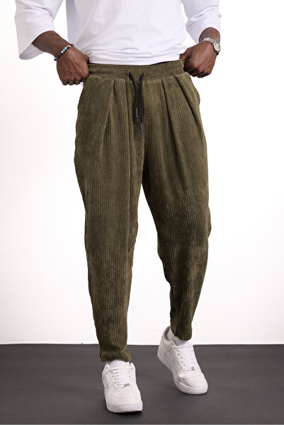 Superbluemexico Unisex Relaxed Fit Original Design Pleated Velvet Trousers