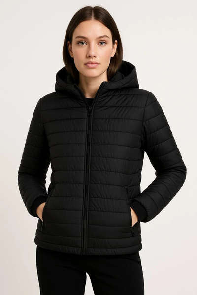 Alfanora Women's Puffer Jacket with Hooded Zippers, Water-Repellent, Quilted ...