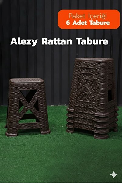 Alezy TB300 Rattan Tabure Büyük Boy 38x24cm 6 ADET