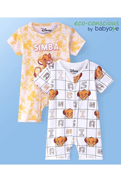 Babyoye Disney طقم من قطعتين من ملابس الأطفال الرضع ذات الأكمام النصفية المتش...