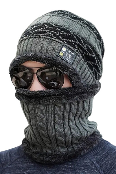 EFAYN.RO Set doua piese, caciula de barbati si fular asortat, model calduros,...