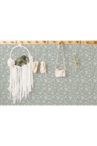 Tasarım Mini Beyaz Papatyalar Sade Zarif Bebek & Çocuk Odası Duvar Kağıdı