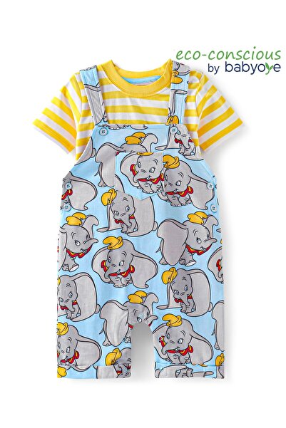 Babyoye Disney Interlock Knit Half Sleeve T-Shirt and Dungaree Set with Dumbo...