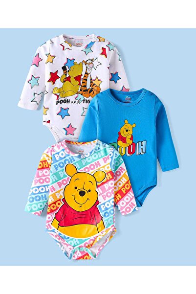 Babyhug Disney Onesies with Winnie the Pooh Graphics (Pack of 3) - Blue and W...