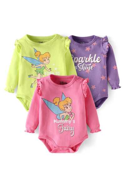Babyhug Disney ملابس أطفال قطعة واحدة مزينة برسومات تينكر بيل وتفاصيل الكشكشة...