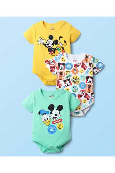 Babyhug Disney ملابس داخلية محبوكة بنصف كم بتصميم ميكي ماوس وعائلته (عبوة من ...