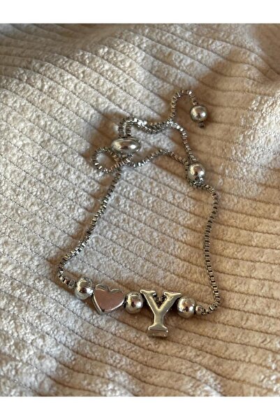 bijoux uniques Y Harfli kalpli ayarlamalı bileklik