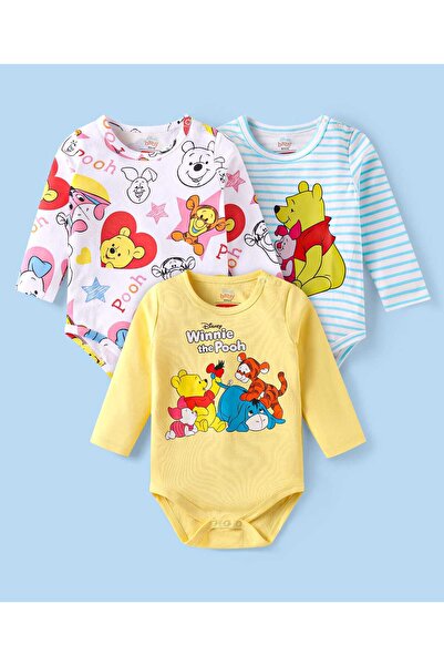 Babyhug Disney ملابس أطفال قطعة واحدة مزينة برسومات ويني ذا بوه (عبوة من 3 قط...