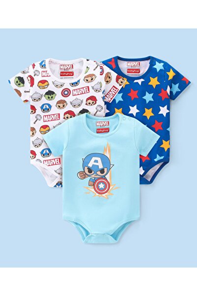 Babyhug Marvel أطقم ملابس قطنية 100٪ بأكمام قصيرة ومطبوعات أفينجرز، عبوة من 3...