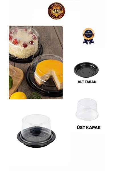figanlar ambalaj 5 adet şeffaf kapaklı Plastik Dilim Tek Pasta Kabı Seti Çap:...