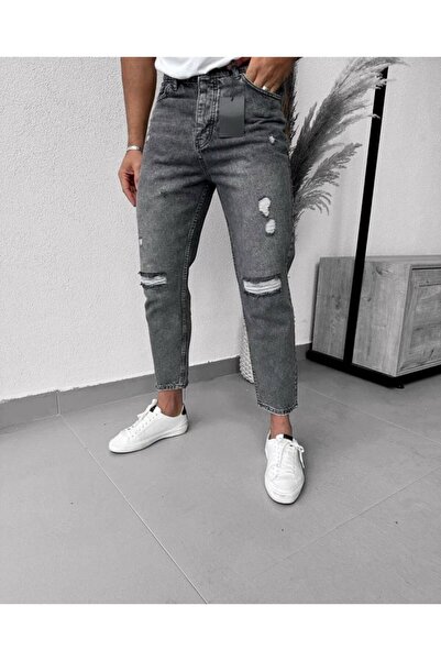 JANES Men's Smoked Ripped Detailed Mom Jeans