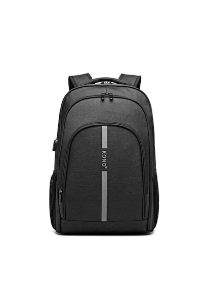 Kono E1972 Unisex Casual Backpack with Reflective Strips and USB Port