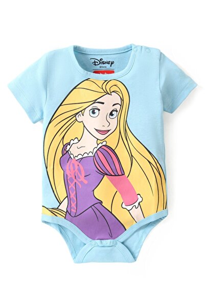 Babyhug Disney بدلة نوم قصيرة الأكمام برسومات أميرات ديزني من نسيج متداخل - أزرق