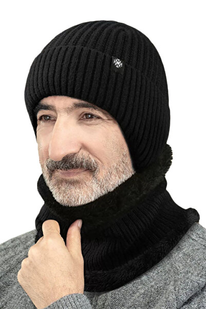 EFAYN.RO Set doua piese, caciula barbati cu fular asortat, cu prelungiri urec...