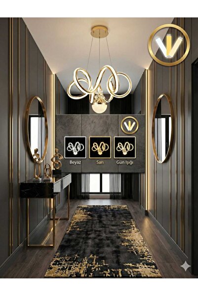 Bohem Aydınlatma Çift Taraflı Çizgili Deniz Yıldızı Modeli Avize 3 Renk LED Gold