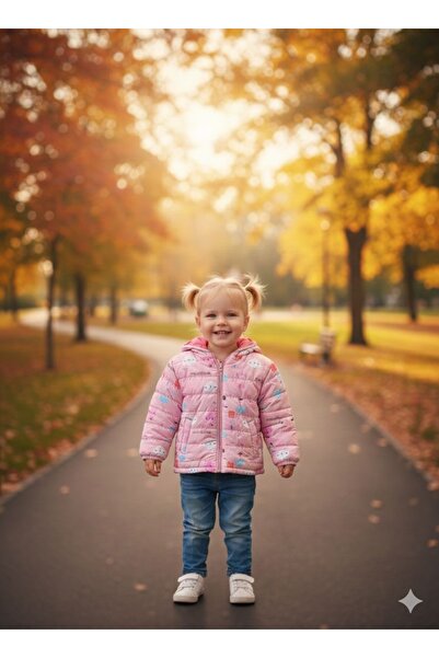 ALTINOK Kız Çocuk Pembe Şişme Mont Kapüşonlu Sıcak Tutar
