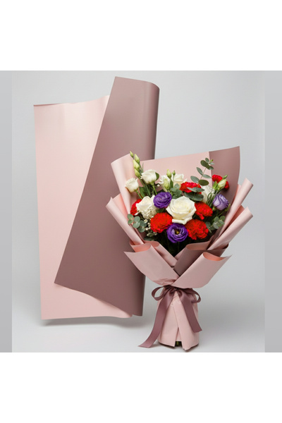 Mat Mauve & Bej Çift Taraflı OPP Çiçek Kağıdı - 54.5 cmx54.5 cm - 20'li Paket