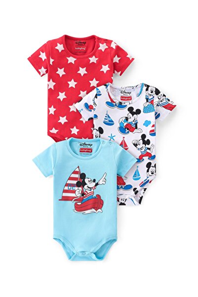 Babyhug Disney Cotton Knit Half Sleeve Onesies Star &Mickey Mouse Print Pack ...