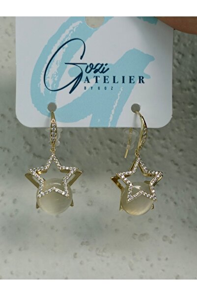 Gozibygoz أقراط من الفولاذ بتفاصيل حجرية على شكل نجمة