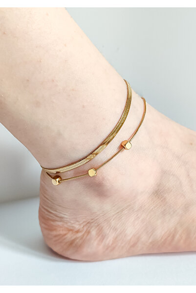 JewAksesuar Italian Crushed Chain Steel Anklet