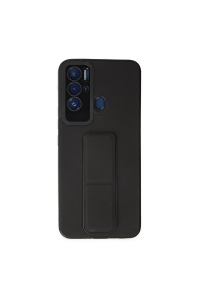 NewFace حافظة تكنو بوفا نيو ميجا مع حامل من السيليكون - اللون الأسود