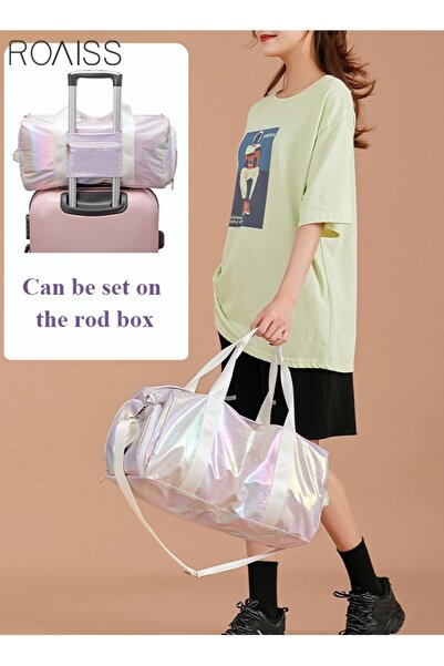 ROAISS حقيبة سفر دافل ليزر جرادينت رياضية لحمام الصالة الرياضية حقيبة كتف كرو...