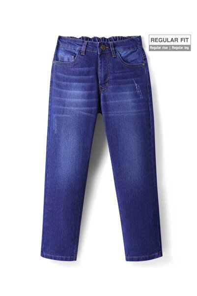 Pine kids Denim Woven Full Length Washed Jeans - Navy Blue