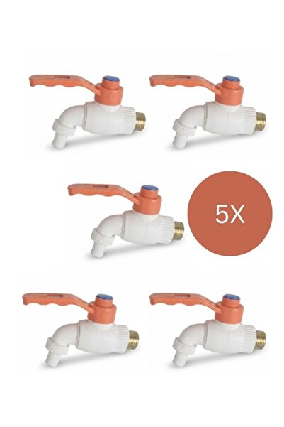 GÜMRÜK BEY 5 ADET Plastik Küresel Bahçe Musluğu 1/2 , 20 Mm Kollu Musluk