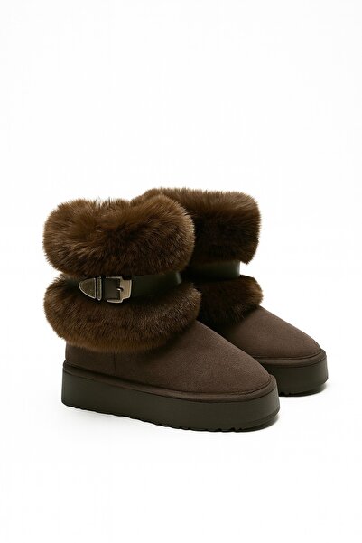 Giydim Gidiyor Furry Comfort Bot Kahverengi