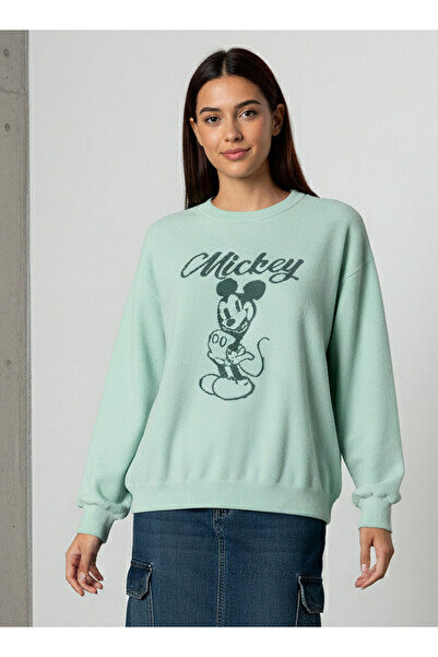 SP Characters سترة برقبة مدورة ومزينة برسمة ميكي ماوس