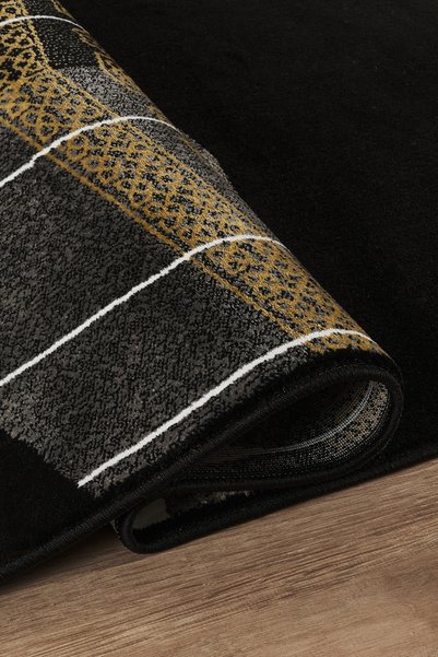 Esperya Home Luxurious Velvet Textured Thick Prayer Rug 1950Gr Heavy Woven & Cotton Base Black Gold Dowry Mat Non-Knurling Carpet Prayer Rug