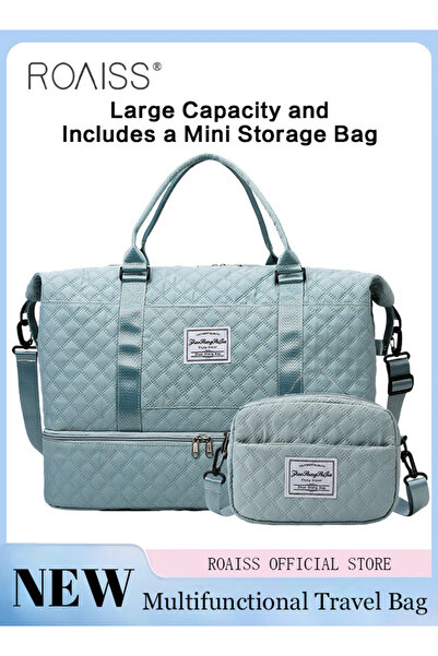 ROAISS حقيبة سفر كبيرة السعة وحقيبة صغيرة بسحاب مجموعة متعددة الوظائف للجنسين...